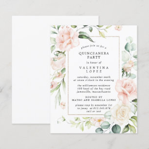 Invitation du parti Quinceanera Floral Rose Budget
