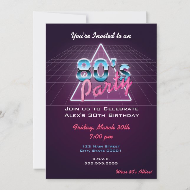 Invitation du parti Retro 80's (Devant)