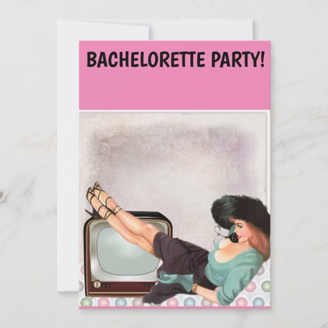 INVITATION DU PARTI RETRO WOMAN BACHELORETTE (Devant)