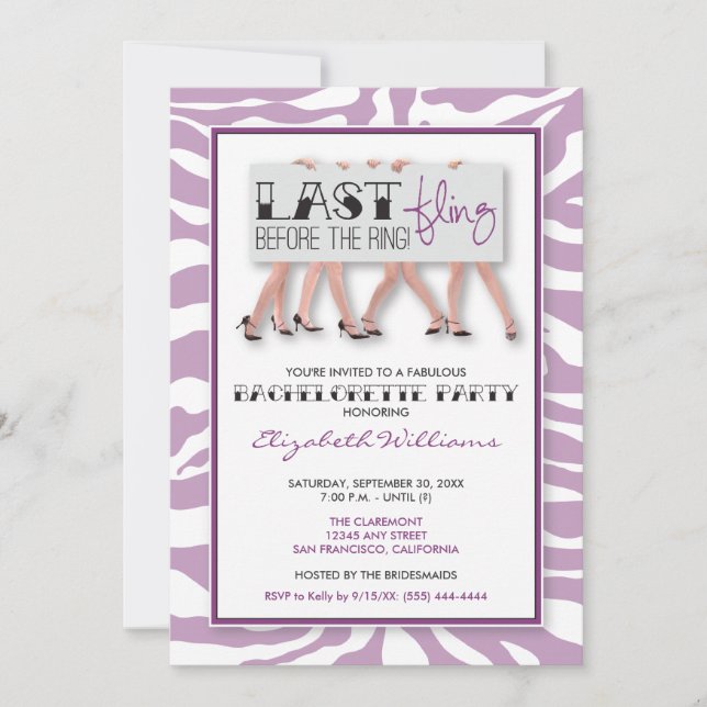 Invitation du parti Stiletto Bachelorette (lilas) (Devant)
