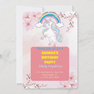 Invitation du Parti Unicorn | Fille personnalisée 