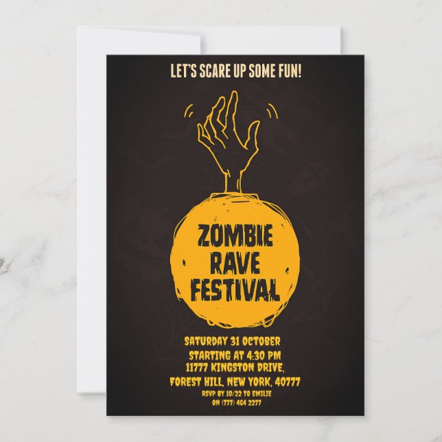 Invitation du parti Zombie Halloween (Devant)
