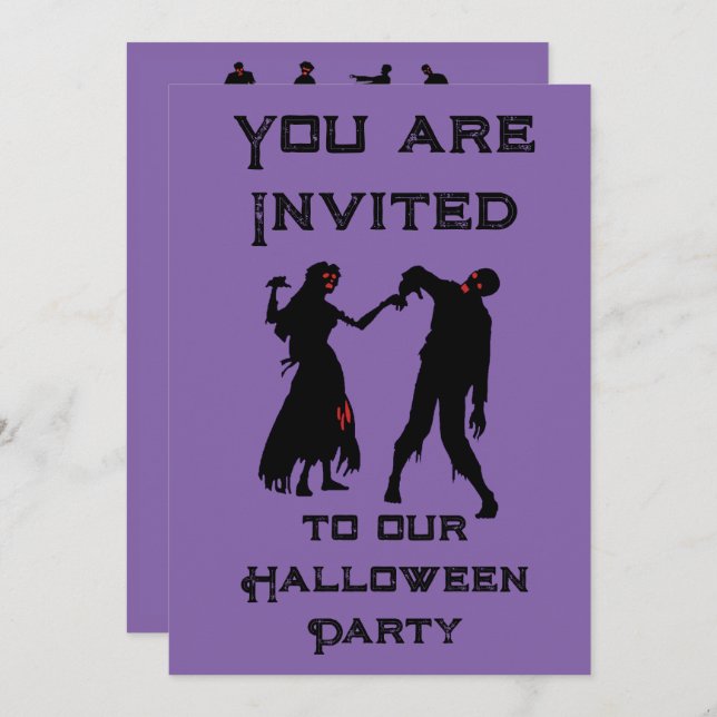 Invitation du parti Zombie Halloween (Devant / Derrière)