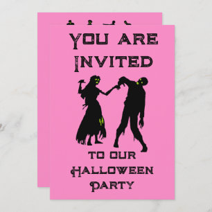 Invitation du parti Zombie Halloween pinkoween ros