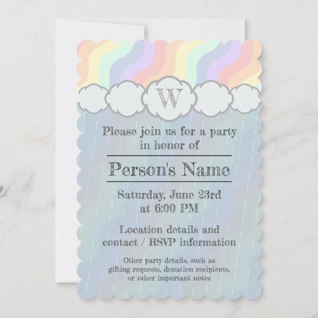 Invitation du Pastel Rainbow Waves Party (Devant)