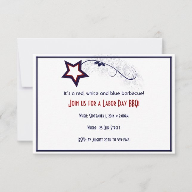 Invitation du Patriotic Star Light Labour Day Part (Devant)