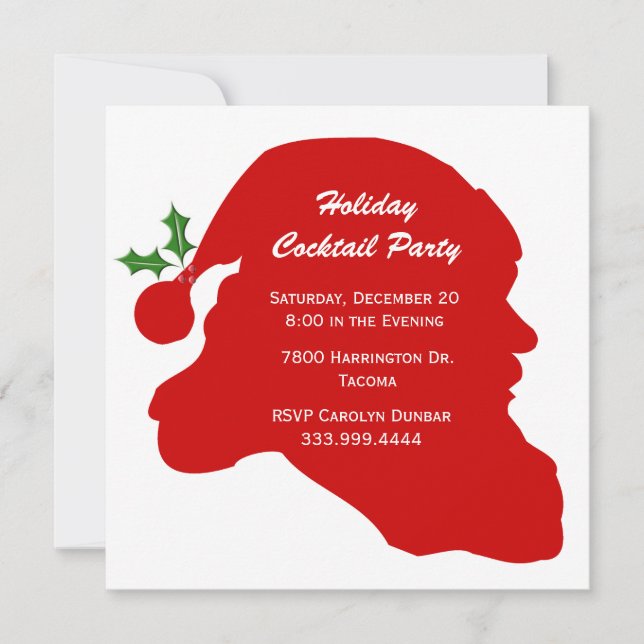 Invitation du père Noël Head Holiday Party (Devant)
