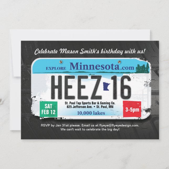 Invitation du permis de 16e anniversaire du Minnes (Devant)