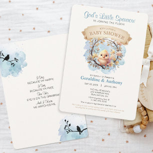 Invitation du petit Baby shower du Bruant de Dieu