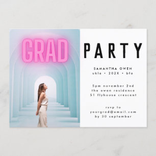 Invitation du Pink Neon Elegant Ombre Grad Photo P