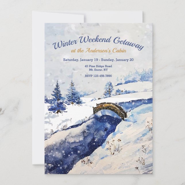 Invitation du pont de la rivière d'hiver (Devant)