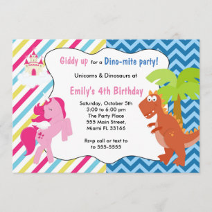Invitation du Pony Dinosaur de l'Unicorne