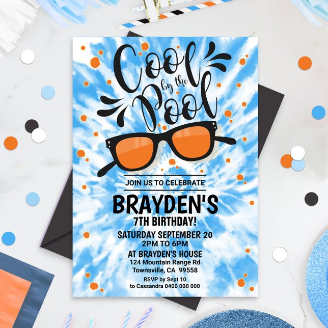Invitation du Pool Party Cool du garçon par Pool P (Créateur téléchargé)