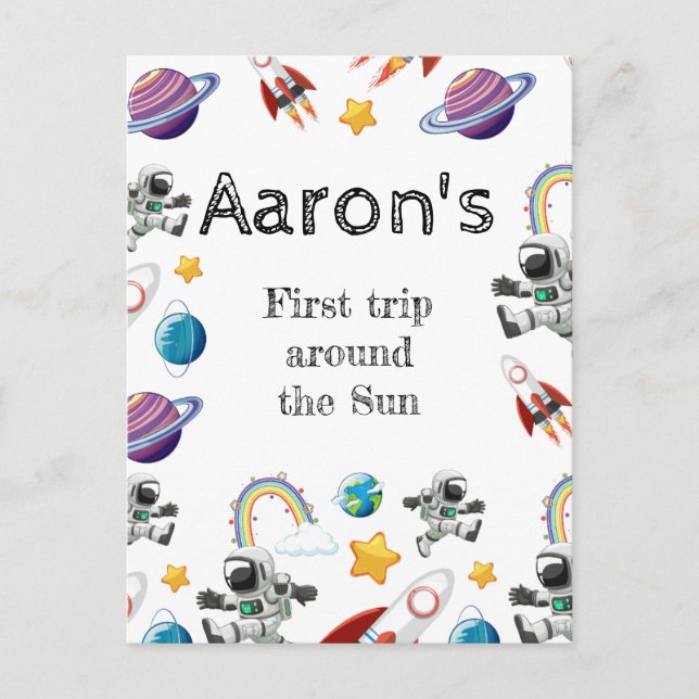 Invitation du premier anniversaire de l'astronaute (Devant)