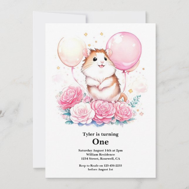 Invitation du premier anniversaire du hamster (Devant)