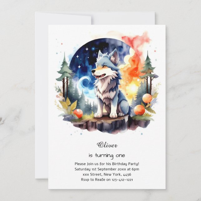 Invitation du premier anniversaire du loup (Devant)