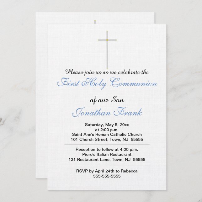 Invitation du premier fils de la communion sainte (Devant / Derrière)