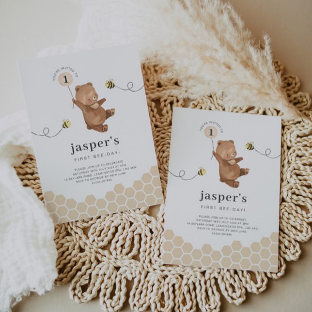 Invitation du premier jour d'abeille de l'ours de  (Créateur téléchargé)
