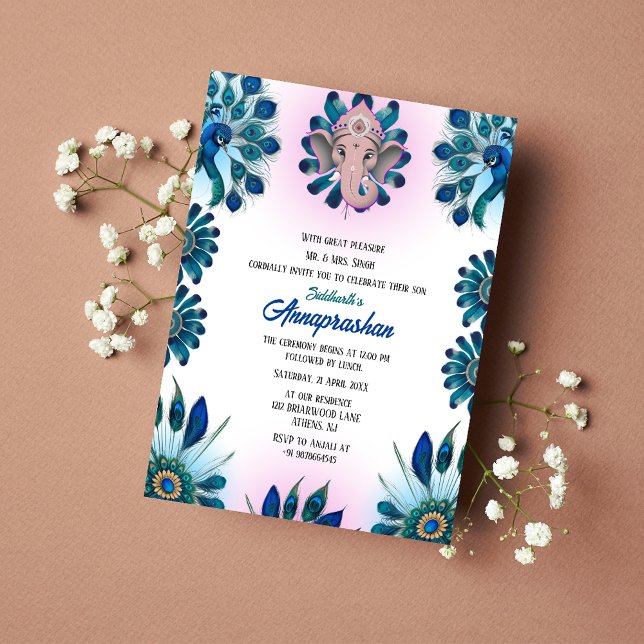 Invitation du premier riz "Annaprashan" indien Pea (Créateur téléchargé)