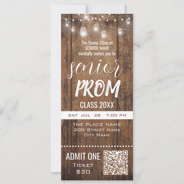 Invitation du Prom Rustic Ticket Party (Devant)