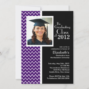 Invitation du Purple Chevron Photo Graduation Part