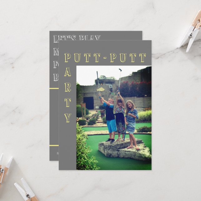 Invitation du Putt-Putt Miniature Golf Party (Devant/Arrière en situation)