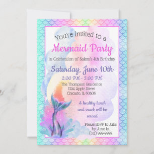 Invitation du Rainbow Mermaid Party