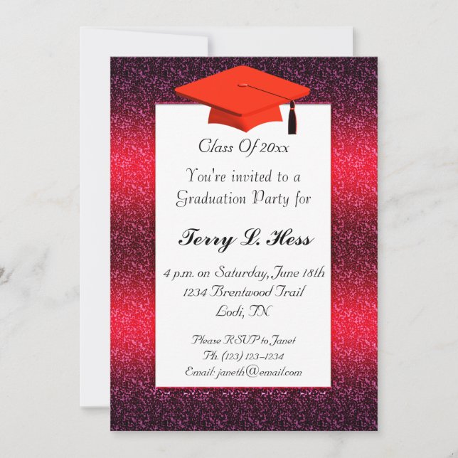 Invitation du Red Graduation Party (Devant)