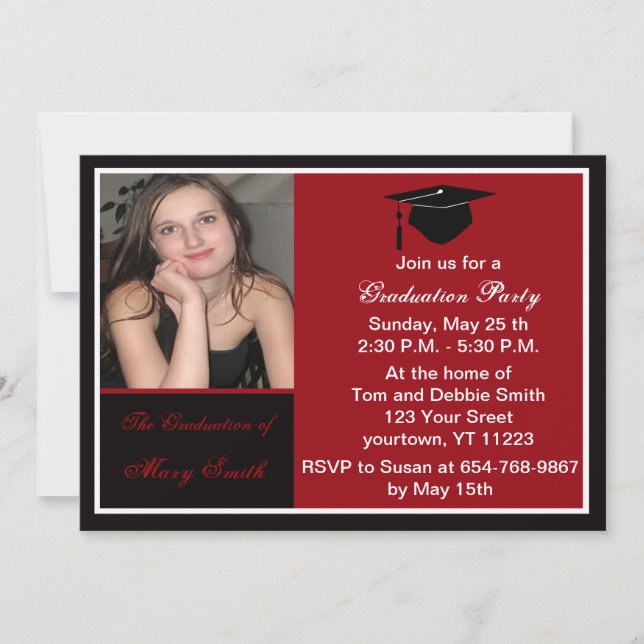 Invitation du Red Photo Graduation Party (Devant)