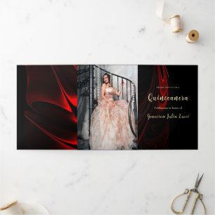 Invitation du Red Satin Quinceanera Party