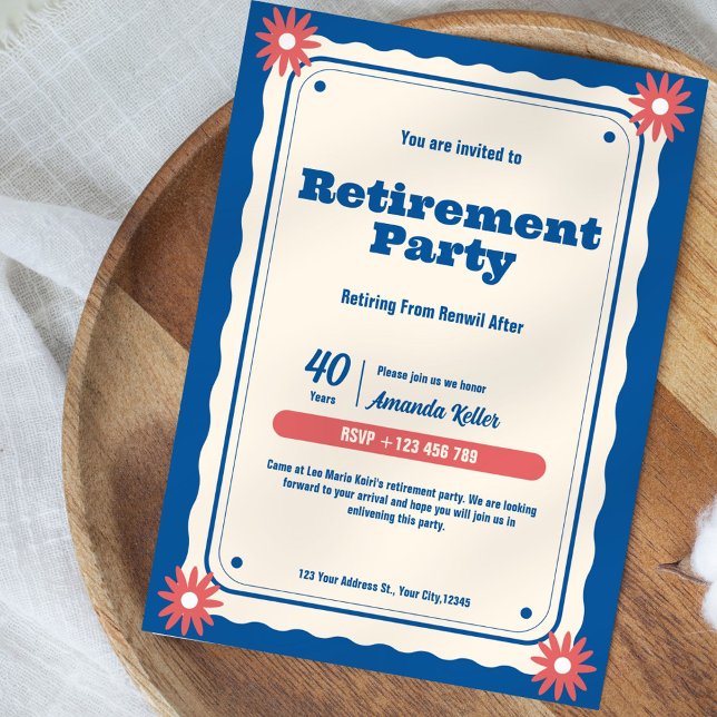 Invitation du Retro Floral Retirement Party (Créateur téléchargé)