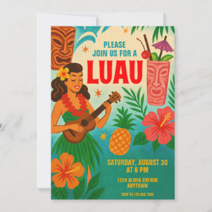 Invitation du Retro Hawaiian Luau Party