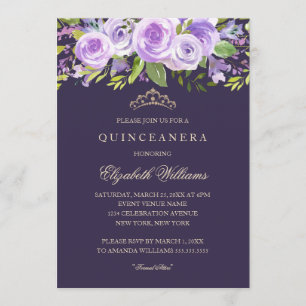 Invitation du Rose de lavande Floral Quinceanera