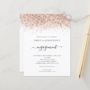 Invitation du Rose de Parties scintillant d'or Bud