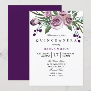 Invitation du Rose pourpre Quinceanera