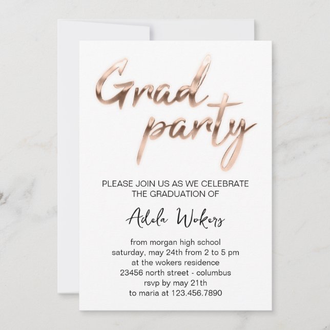 Invitation du rose White Graduation Party (Devant)