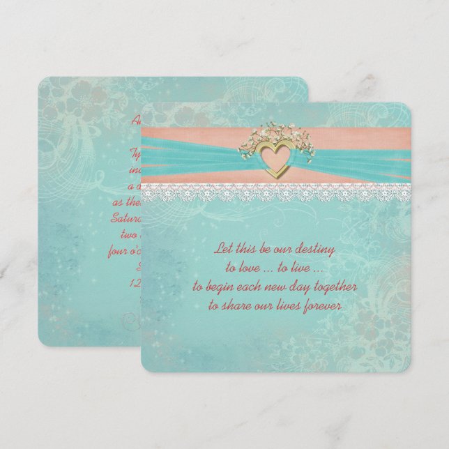 Invitation du ruban cardiaque mariage (Devant / Derrière)