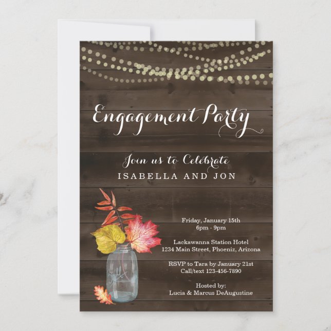 Invitation du Rustic Fall Engagement Party (Devant)