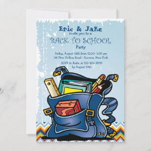 Invitation du sac à dos de l'école