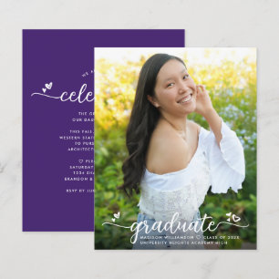 Invitation du script de graduation photo violet bu