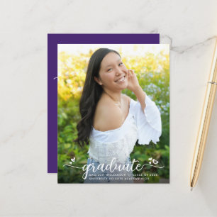 Invitation du script de graduation photo violet bu