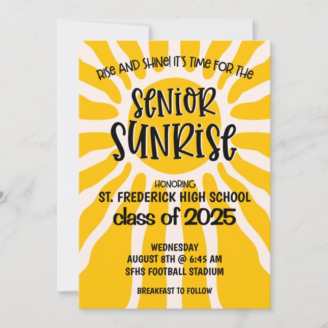 Invitation du secondaire Sunrise High School Senio (Devant)