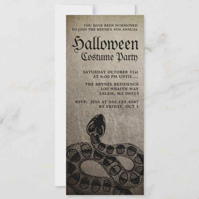 Invitation du serpent d'Halloween adulte (Devant)
