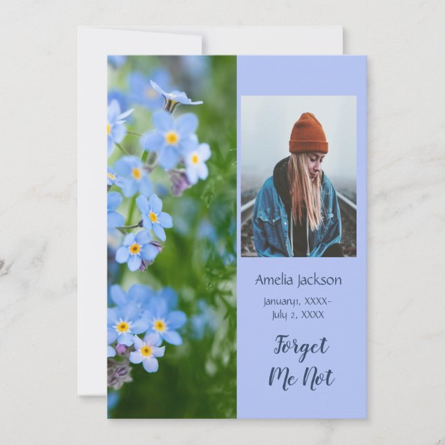 Invitation du service commémoratif Fleurs oubliées (Devant)