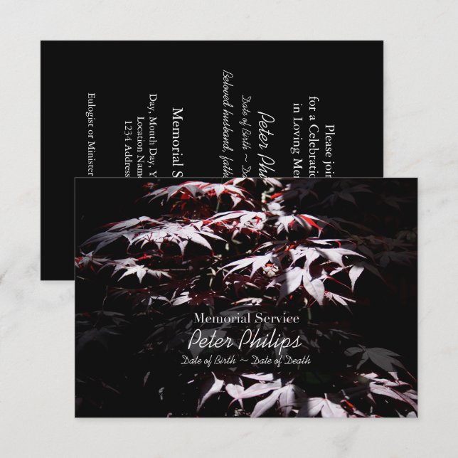 Invitation du service Maple Memorial violet japona (Devant / Derrière)