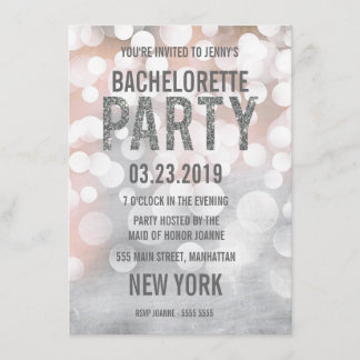 Invitation du Silver Bokeh Parties scintillant Bac