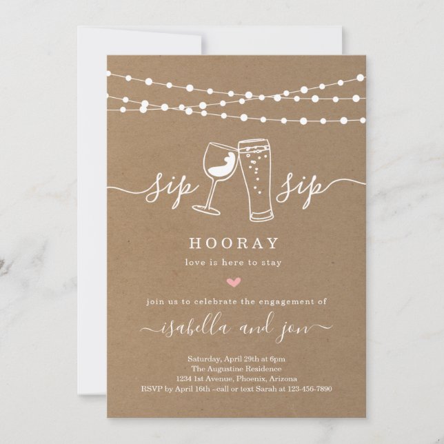 Invitation Du Sip Sip Hooray Engagement Party (Devant)