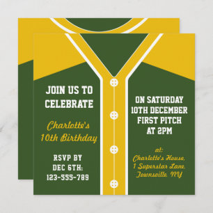 Invitation du Softball Jersey Theme Party