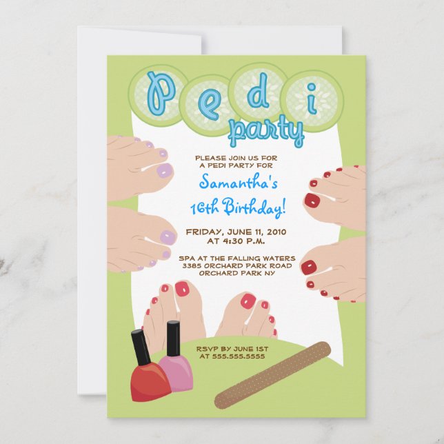 Invitation du spa PEDICURE Pedi Party 5x7 (Devant)