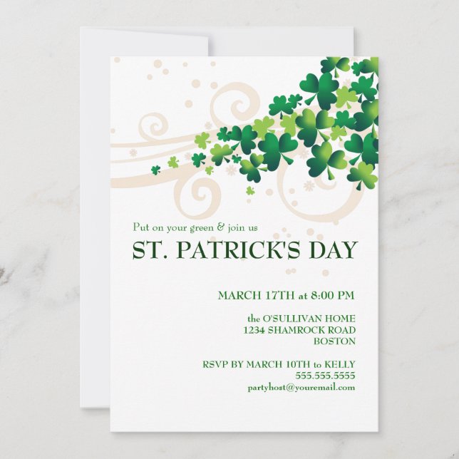 Invitation du St. Patricks Day Irish Shamrock Part (Devant)